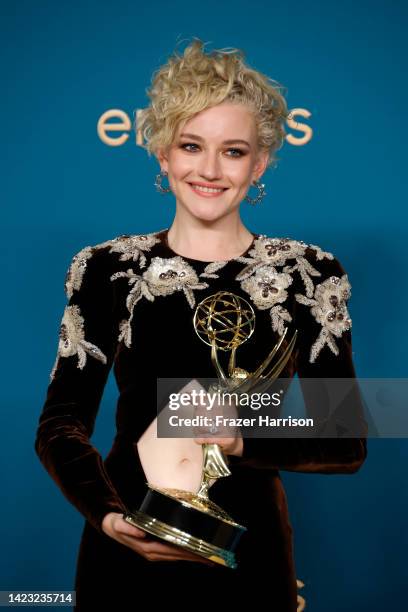 Julia Garner, winner of the Outstanding Supporting Actress in a Drama Series award for ‘Ozark,’ poses in the press room during the 74th Primetime...