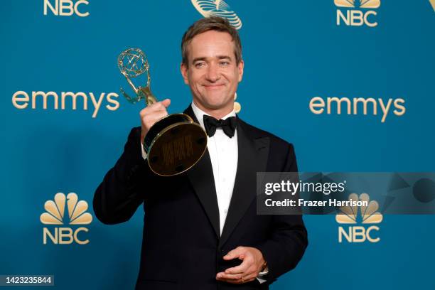 Matthew Macfadyen, winner of the Outstanding Supporting Actor in a Drama Series award for ‘Succession,’ poses in the press room during the 74th...