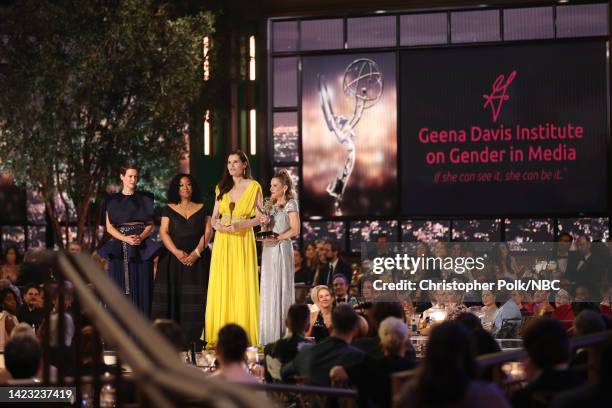 74th ANNUAL PRIMETIME EMMY AWARDS -- Pictured: Geena Davis and Madeline Di Nonno accept the Governors Award on behalf of the Geena Davis Institute on...