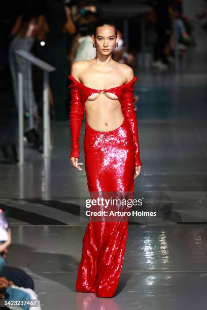 Model walks the runway at the Laquan Smith fashion show during September 2022 New York Fashion Week: The Shows on September 12, 2022 in New York City.