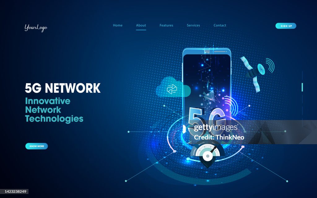 Smartphone with 5G technology network.