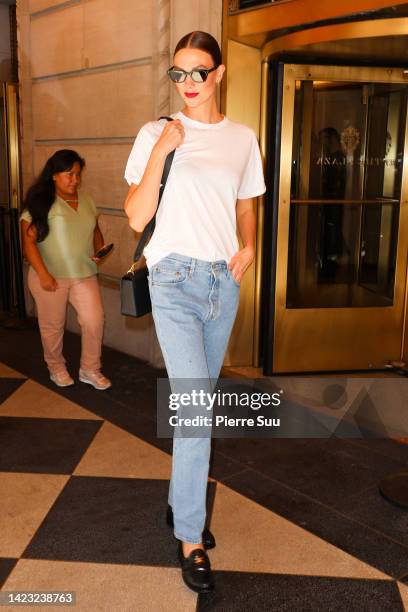 Karlie Kloss attends the Carolina Herrera Spring 2023 ready to wear runway show at The Plaza Hotel on September 12, 2022 in New York City.