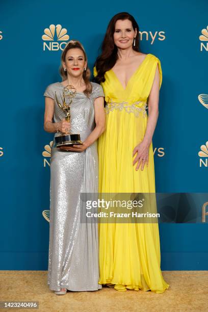 Madeline Di Nonno and Geena Davis, winners of the Governor's Award on behalf of the Geena Davis Institute on Gender in Media, pose in the press room...