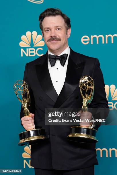 74th ANNUAL PRIMETIME EMMY AWARDS -- Pictured: Jason Sudeikis, winner of Lead Actor in a Comedy Series for “Ted Lasso” and Outstanding Comedy Series...