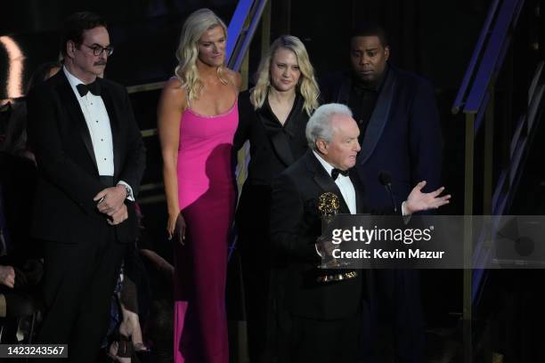 Steve Higgins, Lindsay Shookus, Kate McKinnon, Lorne Michaels, and Kenan Thompson accept the Outstanding Variety Sketch Series award for ‘Saturday...