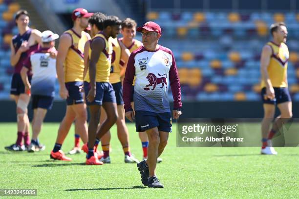 Brisbane Lions coach Chris Fagan is seen during a Brisbane Lions AFL training session at The Gabba on September 13, 2022 in Brisbane, Australia.