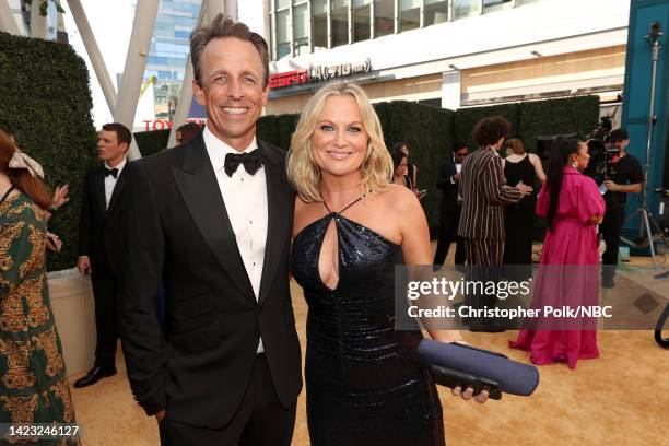 74th ANNUAL PRIMETIME EMMY AWARDS -- Pictured: Seth Meyers and Amy Poehler arrive to the 74th Annual Primetime Emmy Awards held at the Microsoft...