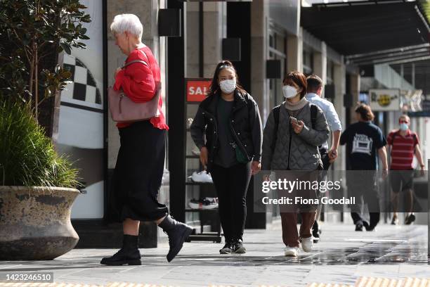 People shop in Newmarket on September 13, 2022 in Auckland, New Zealand. New Zealand's COVID-19 Protection Framework - also known as the traffic...