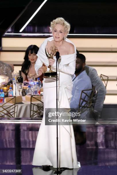 Jean Smart accepts Outstanding Lead Actress in a Comedy Series for "Hacks" onstage during the 74th Primetime Emmys at Microsoft Theater on September...