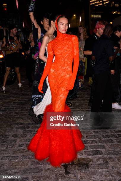 Candice Swanepoel attends the Vogue World fashion show during New York Fashion Week: The Shows in the Meat Packing District on September 12, 2022 in...