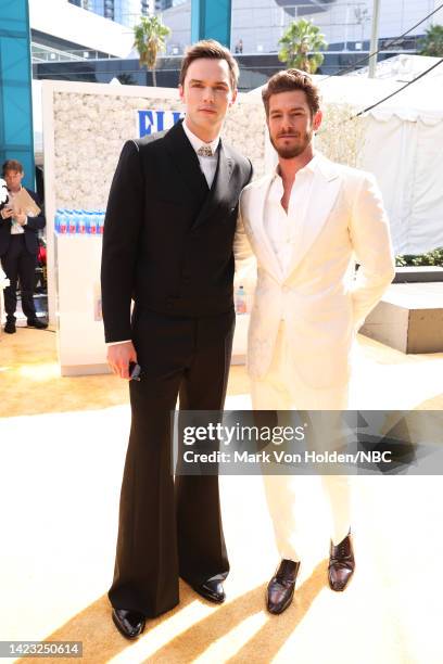 74th ANNUAL PRIMETIME EMMY AWARDS -- Pictured: Nicholas Hoult and Andrew Garfield arrive to the 74th Annual Primetime Emmy Awards held at the...