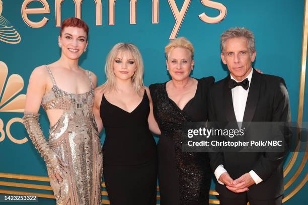 74th ANNUAL PRIMETIME EMMY AWARDS -- Pictured: Britt Lower, Ella Olivia Stiller, Patricia Arquette and Ben Stiller arrive to the 74th Annual...