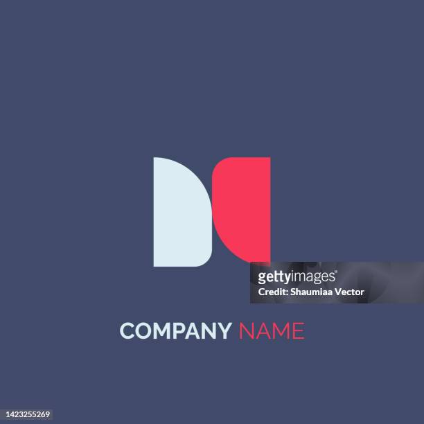 modern geometric letter n logo with red and white colours isolated on black background. usable for business, branding and technology logos. flat vector logo design template element - n tech stock illustrations