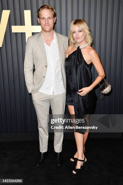 Wyatt Russell and Meredith Hagner attends the Apple TV+ Primetime Emmy Party at Mother Wolf on September 12, 2022 in Los Angeles, California.