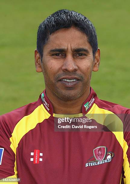 Chaminda Vaas poses for a portrait during the Northamptonshire CCC photocall on April 2, 2012 in Northampton, England.