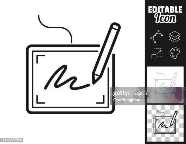 electronic signature. icon for design. easily editable - digitized pen stock illustrations