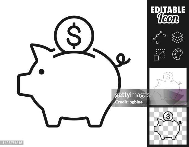 stockillustraties, clipart, cartoons en iconen met piggy bank with dollar coin. icon for design. easily editable - spaarvarken
