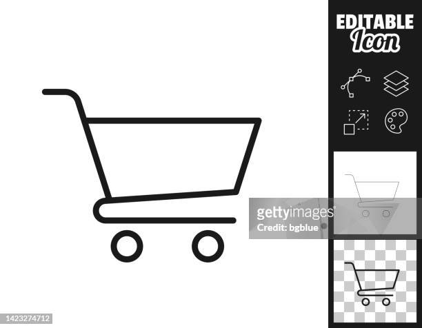 ilustraciones, imágenes clip art, dibujos animados e iconos de stock de carrito. icono para el diseño. fácilmente editable - grocery cart