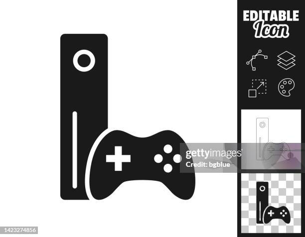 ilustraciones, imágenes clip art, dibujos animados e iconos de stock de consola de juegos con gamepad. icono para el diseño. fácilmente editable - game controller