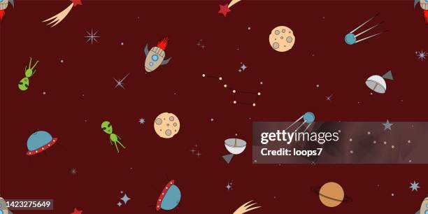 astronomy icons - pixel perfect seamless pattern - moon surface seamless pattern stock illustrations
