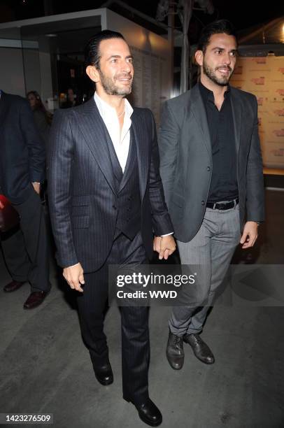 Designer Marc Jacobs and boyfriend Lorenzo Martone attend Elizabeth Peyton's "Live Forever: Elizabeth Peyton" exhibition party at the New Museum in...