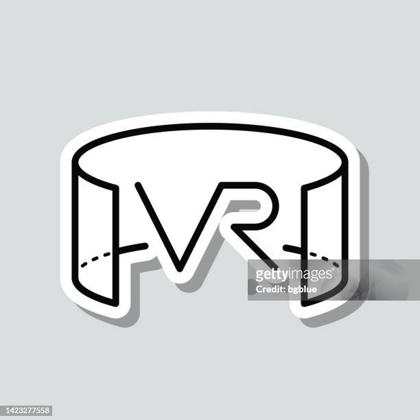 vr - virtual reality. icon sticker on gray background - full circle tour stock illustrations