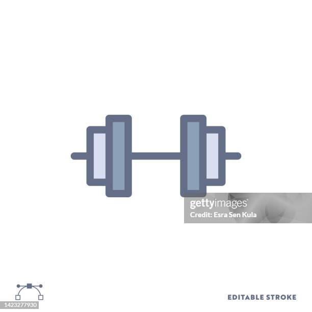 dumbbell color flat line icon design with editable stroke. suitable for web page, mobile app, ui, ux and gui design. - crossfit stock illustrations