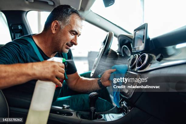 car cleaning and valeting service - cleaning inside of car stock pictures, royalty-free photos & images