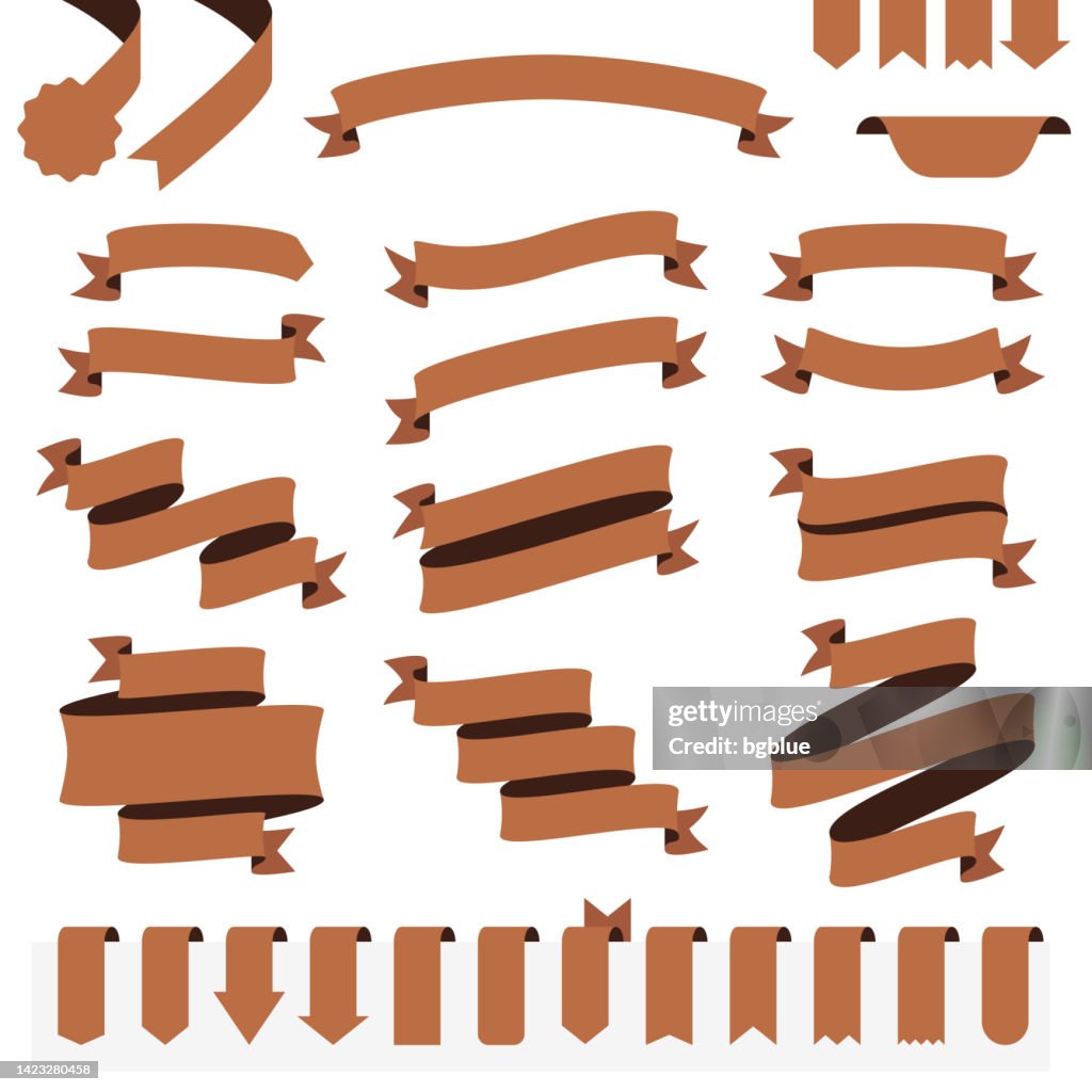 Brown Ribbon Script Set Of Brown Ribbons Banners Design Elements On White Background High ...