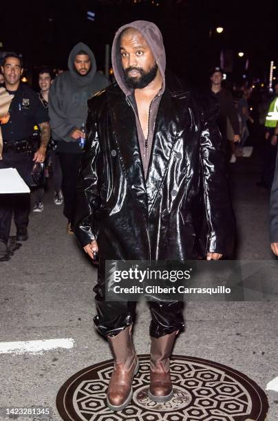 Kanye West is seen leaving the VOGUE World: New York during September 2022 New York Fashion Week on September 12, 2022 in New York City.