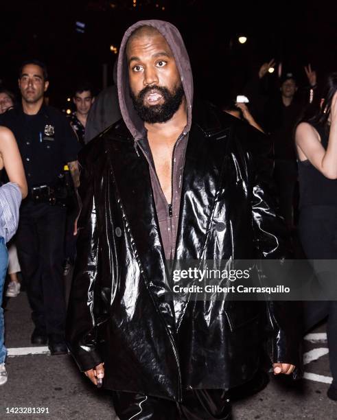 Kanye West is seen leaving the VOGUE World: New York during September 2022 New York Fashion Week on September 12, 2022 in New York City.