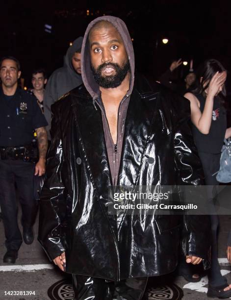 Kanye West is seen leaving the VOGUE World: New York during September 2022 New York Fashion Week on September 12, 2022 in New York City.