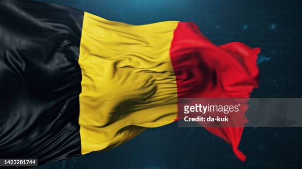 flag of belgium on dark blue background - democracy stock pictures, royalty-free photos & images