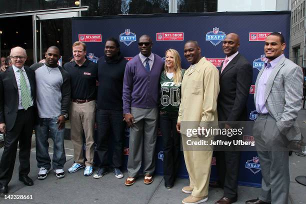 Woody Johnson, Ahmad Bradshaw, Roger Goodell, LeVar Arrington, Terrell Owens, Suzanne Johnson, Derrick Brooks, Amani Toomer and Dustin Keller attend...