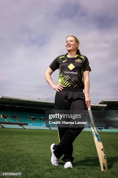 Alyssa Healy of Australia poses during a portrait session with the Australian Women's International cricket squad at the Sydney Cricket Ground on...