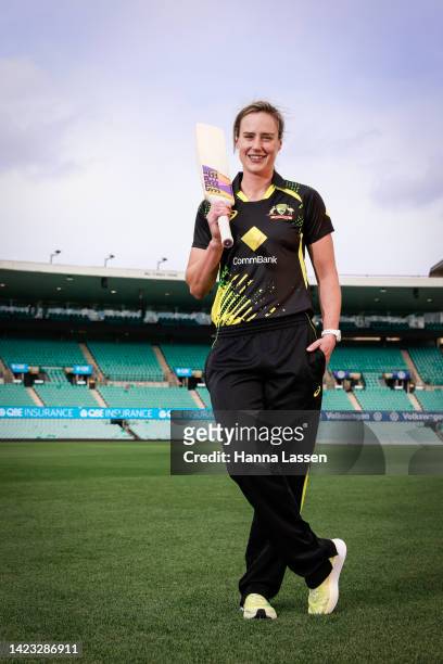 Ellyse Perry of Australia poses during a portrait session with the Australian Women's International cricket squad at the Sydney Cricket Ground on...