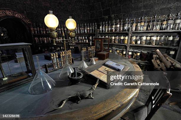 General view of the potions classroom on the set of Harry Potter at the Warner Bros. Studio Tour London - The Making of Harry Potter, at Leavesden...