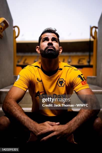 Wolverhampton Wanderers unveil new signing Diego Costa at Molineux on September 08, 2022 in Wolverhampton, England.