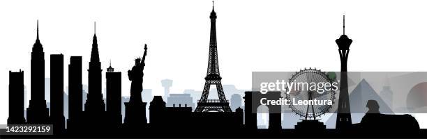 illustrazioni stock, clip art, cartoni animati e icone di tendenza di las vegas (tutti gli edifici sono completi e spostabili) - las vegas
