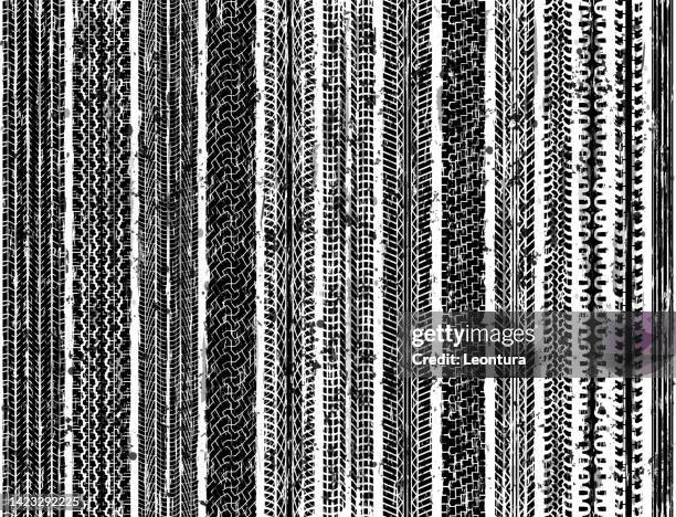 seamless grungy tire tracks - skid mark stock illustrations