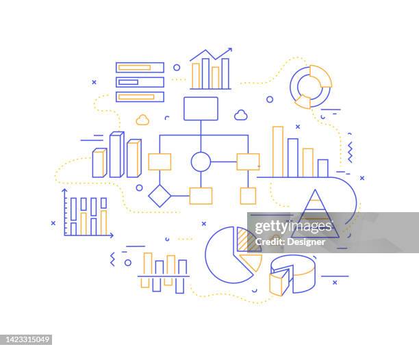 graph and charts related line style banner design for web page, headline, brochure, annual report and book cover - data spreadsheet stock illustrations