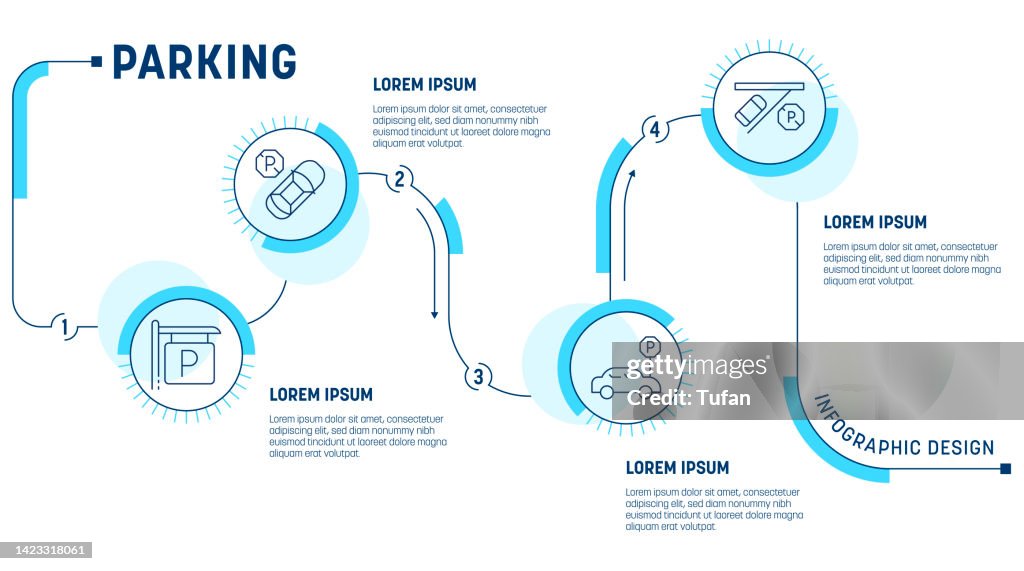 Parking Infographic Template. Traffic, Uneven Road Ahead Sign Banner Vector