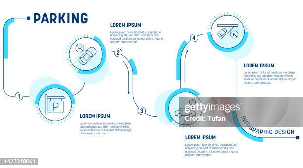 parking infographic template. traffic, uneven road ahead sign banner vector - parking meter 幅插畫檔、美工圖案、卡通及圖標