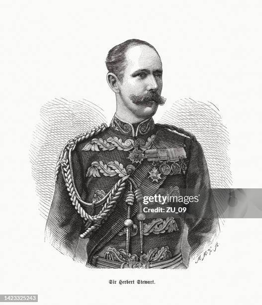 sir herbert stewart (1843–1885), britischer soldat, holzstich, veröffentlicht 1885 - general stock-grafiken, -clipart, -cartoons und -symbole