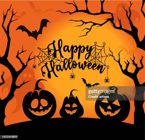happy halloween orange background - halloween stock illustrations