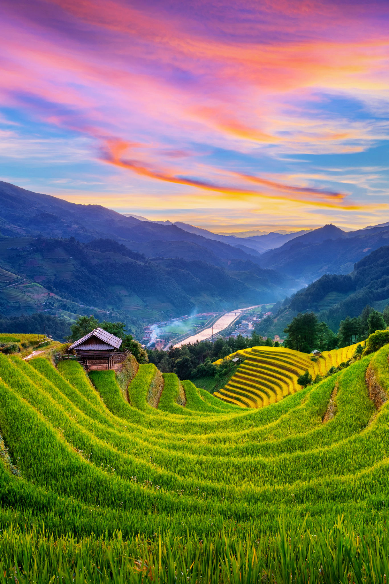 Beautiful Rice terraces at sunset in Mu cang chai, Vietnam. Beautiful Rice terraces at sunset in Mu cang chai, Vietnam.