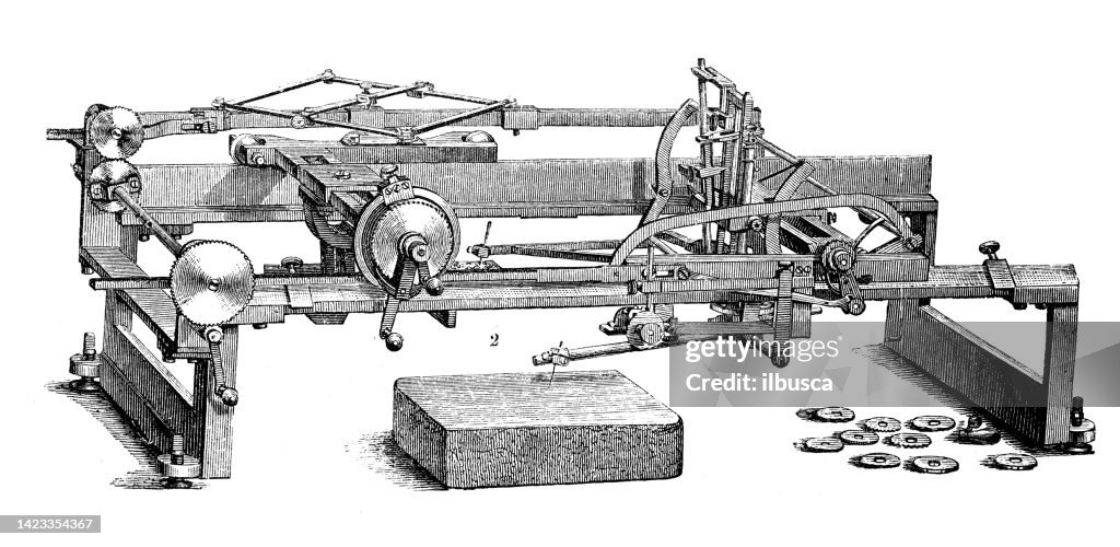 Pantograph Rowing Machine Antique Illustration Applied Mechanics And Machines Pantograph High-Res ...