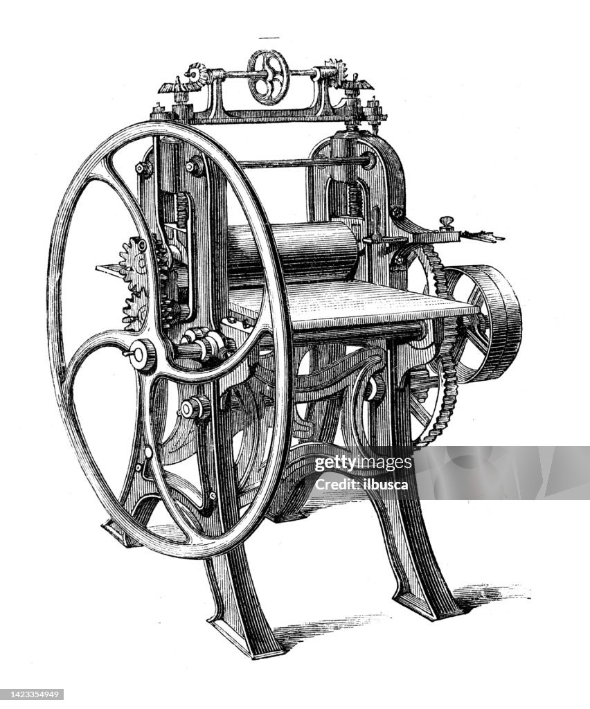 Antique Illustration Applied Mechanics And Machines Bookbinding ...