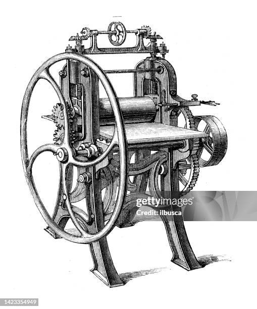Machine Book Vector Antique Illustration Applied Mechanics And Machines Bookbinding ...