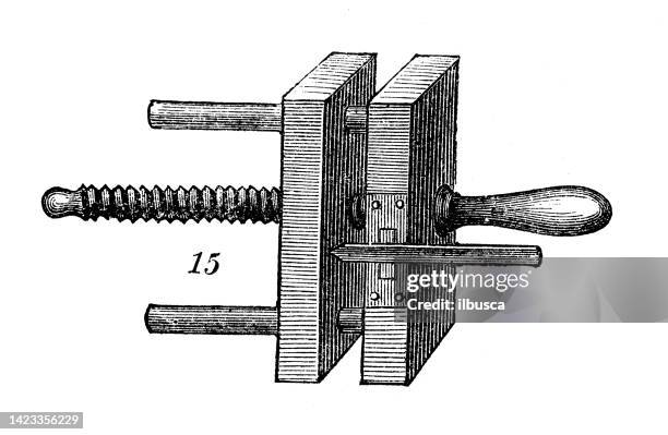 antique illustration, applied mechanics and machines: bookbinding machines and accessories - book binding stock illustrations